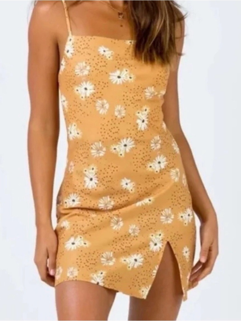 Princess Polly Mustard Daisy Slip Mini Dress